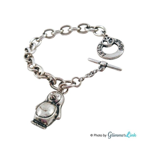 Aeropostale Silver Tone Penguin Charm Toggle Bracelet - Picture 4 of 8